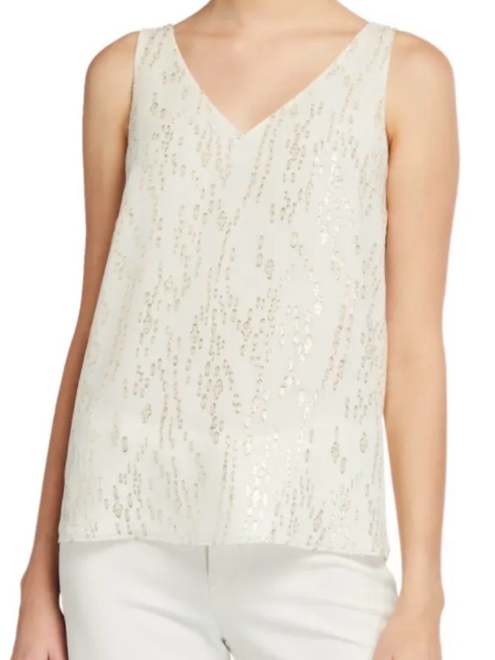 Lilly Pulitzer Florin Metallic V-Neck Sleeveless Silk Top